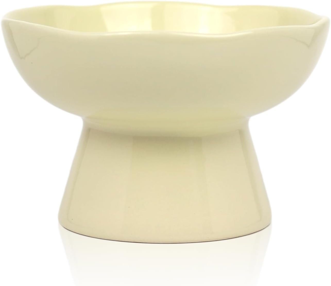 Wide Shallow 6.1" Raised Cat Bowls, Ceramic Elevated Food Bowl for Flat Faced Cats and Small Dogs, Porcelain Feeder Bowl, Stress Free, Protect Cat&rsquo;S Spine, Green