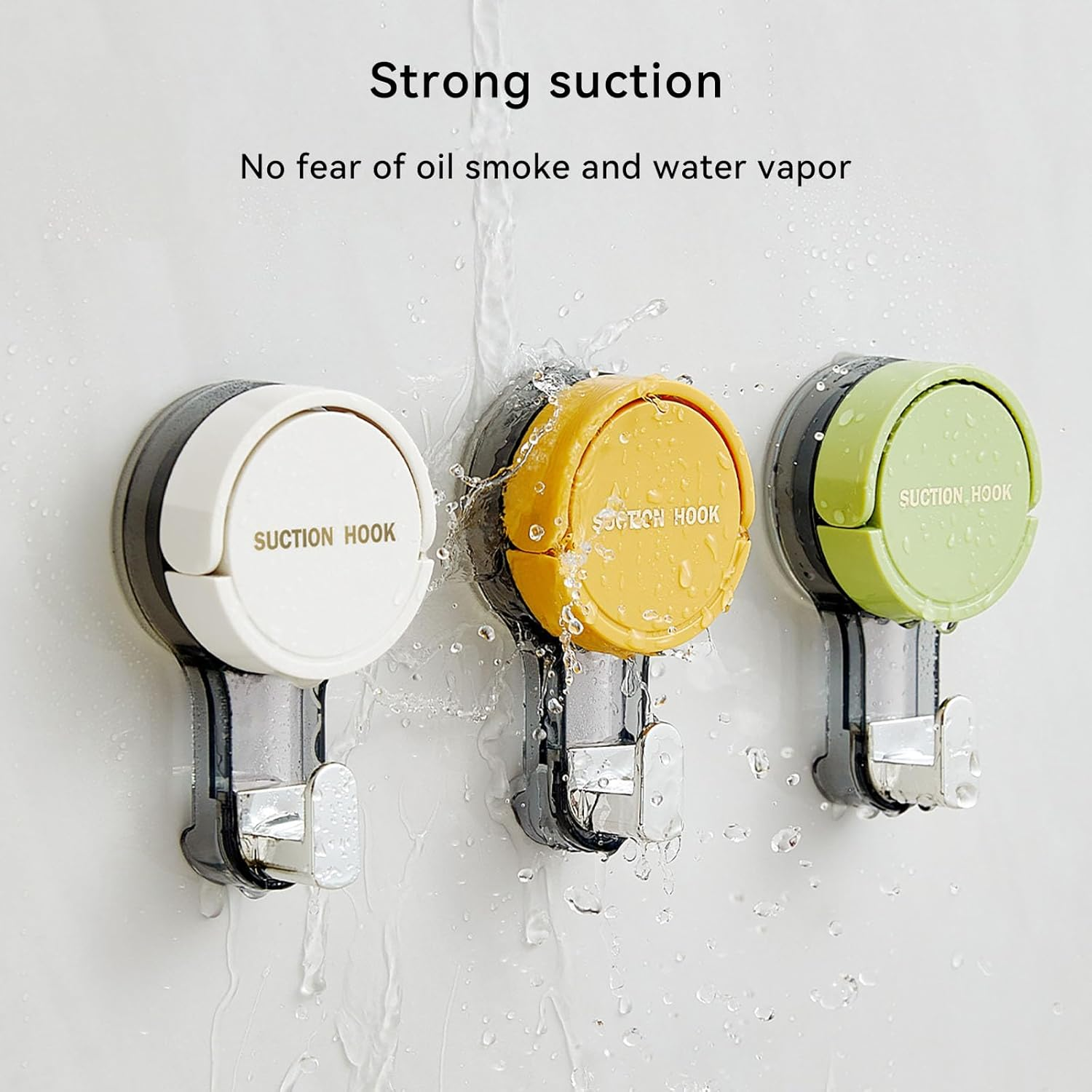 Suction Hooks No-Drill Bathroom Towel Hook for Towels, Robes, Coat, Hat, Kitchenware Waterproof Traceless Wall Hooks for Bathroom Kitchen Bedroom (3 Packs) image number 4