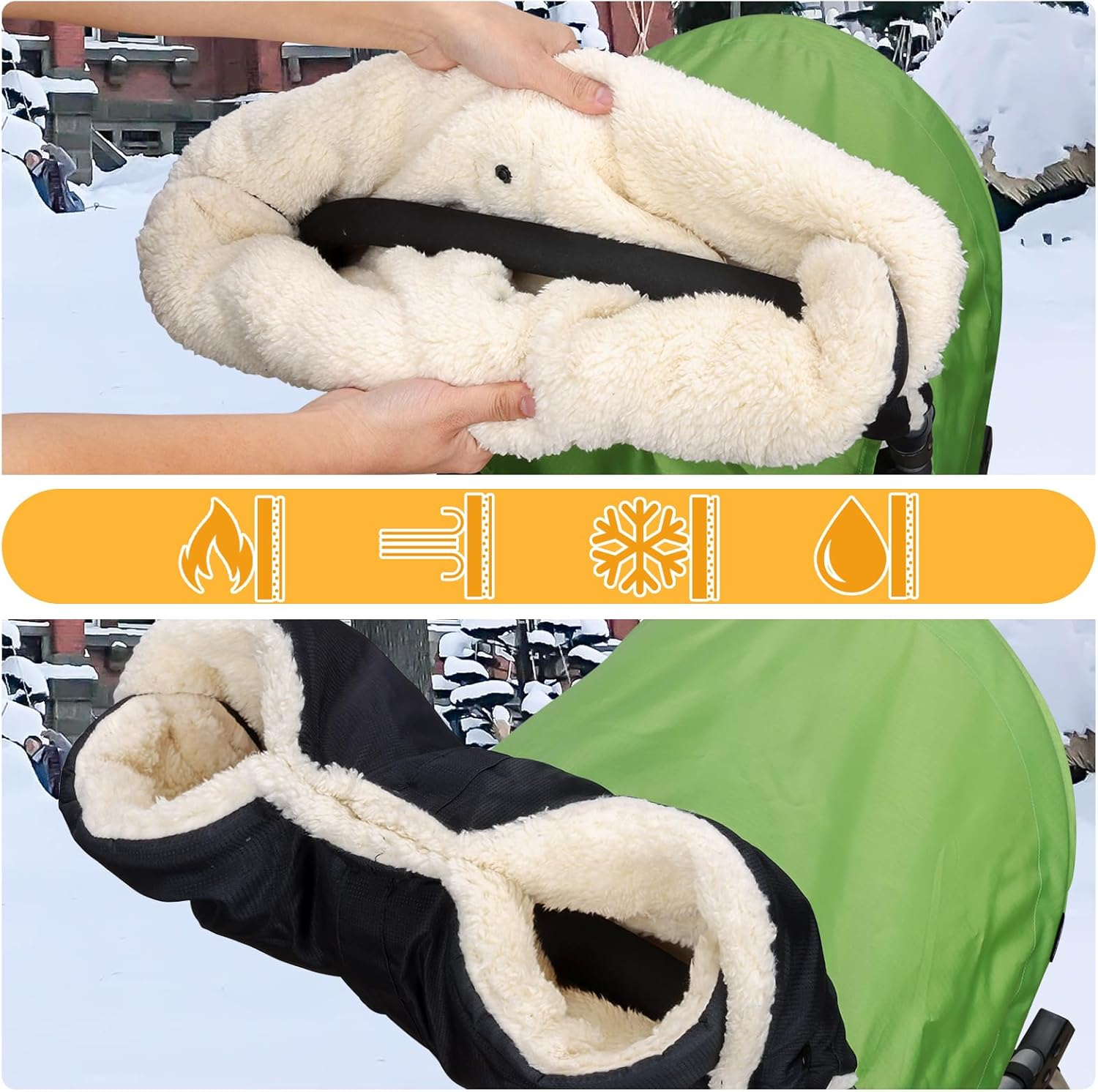 EAQ Cosytoes Footmuff with Handmuff Baby Footmuff Fleece Lined Cosytoes Warm Washable Universal Pushchair Footmuff