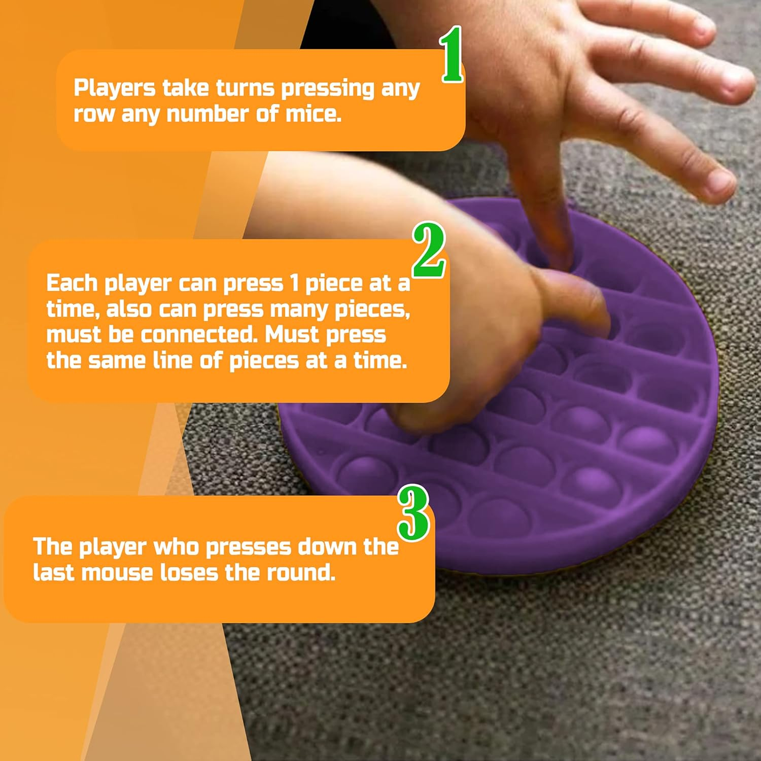 Ellostar Push Pop Bubble Sensory Fidget Toys Pop Stress Reliever Silicone Squeeze Toy Tactile Logic Game, Great for Kids and Adults (Purple)