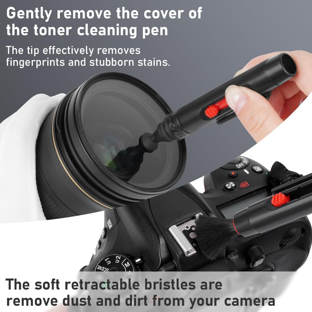 AYESY Professional Camera Cleaning Kit,Dslr Camera Cleaning Accessories with Storage Box,Rocket Air Blower,Lens Cleaning Pen,Microfiber Cloths,Lens Brush,Cleaner image number 4