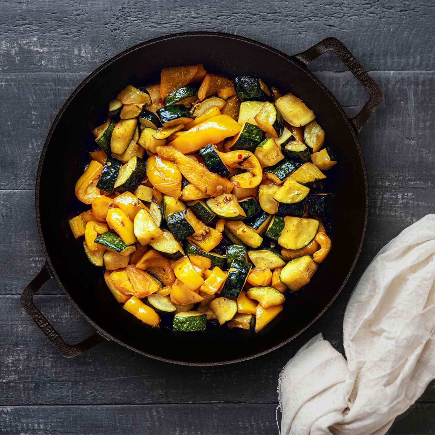 Meyer Pre-Seasoned Cast Iron Wok/Kadai 26Cm with Lid, Induction Compatible, Oven Safe, Heavy-Duty Skillet for Curries & Stir-Fries, Toxin-Free, Campfire Ready, Black image number 1