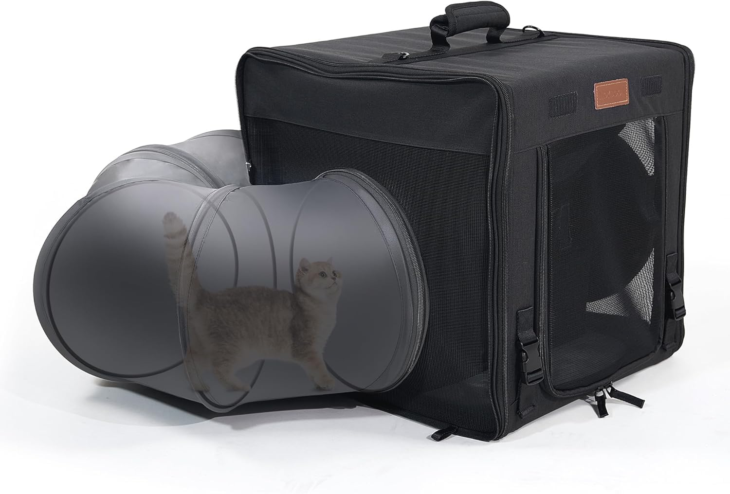 Cat Travel Carrier with Litter Box, Portable Single Cat Carrier, Soft Foldable Design with Shoulder Strap, Hammock & Cushion, Small Size, Grey image number 5