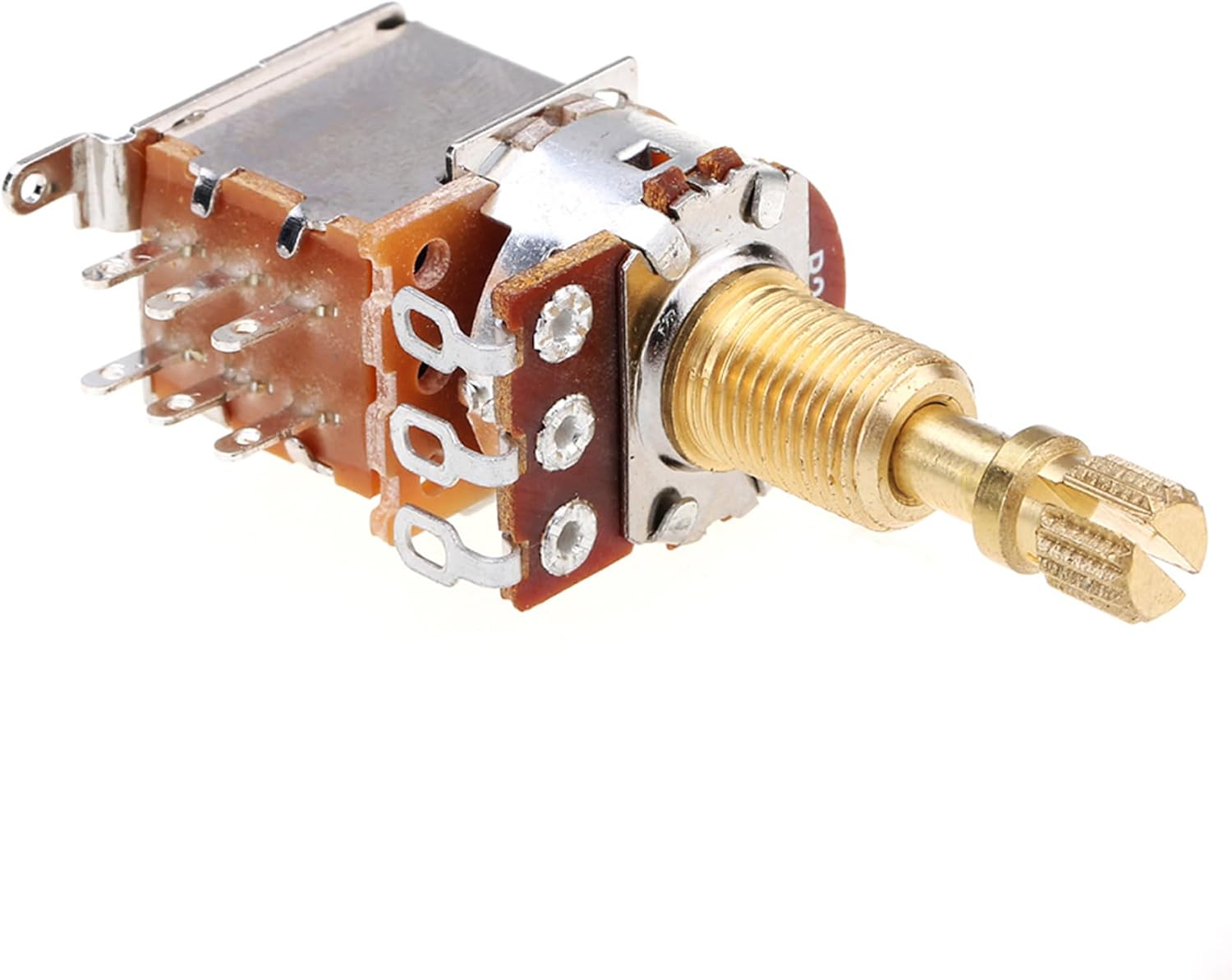 Musiclily Pro B250K Full Brass Metric Coarse 18-Spline Split Shaft Pots Push/Push Linear Taper Potentiometers for Electric Guitar Bass (Set of 2) image number 2