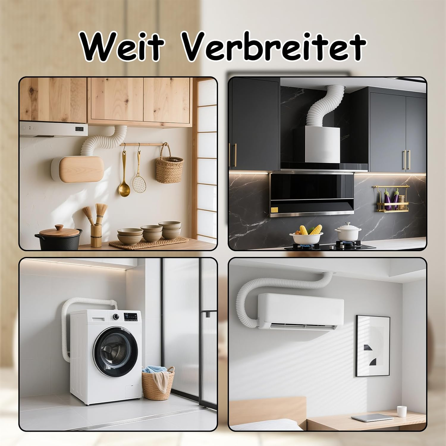 Exhaust Hose 150 Mm, Exhaust Hose Air Conditioner, 3 Metres Ventilation Hose with 2 Hose Clips for Mobile Air Conditioning, Dryer, Exhaust Fan, Extractor Hood, Ventilation System, White image number 4