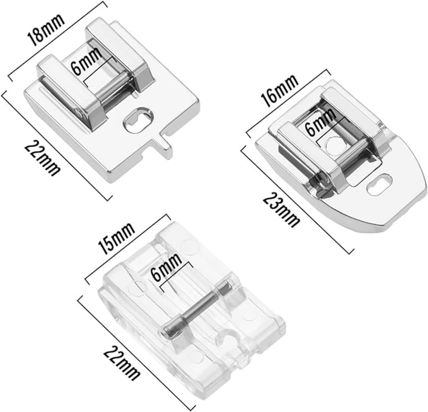 6PCS Presser Feet Concealed Invisible Zipper Sewing Machine Presser Foot Compatible with Brother Compatible with Babylock Low Shank Snap-On Sewing Machines Spare Parts image number 3
