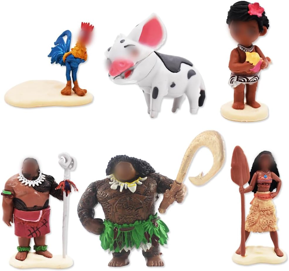 Simmpu 6Pcs Moana Figures Set Moana Miniature Figures Hot Movie Moana Cake Decorations Moana Figures Cake Toppers Ornaments Collectable Figurines Gift Table Ornaments for Fans Kid Adult image number 4
