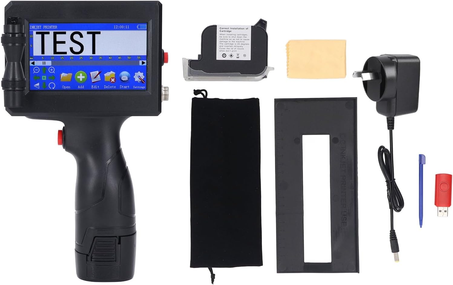 Handheld Inkjet Printer with Cartridge, 2-12.7Mm Height Adjustable Wireless Bluetooth Handheld Inkjet Coding Machine with 4.3 Inch Touch Screen for Barcodes/Code/Date Label.. image number 3