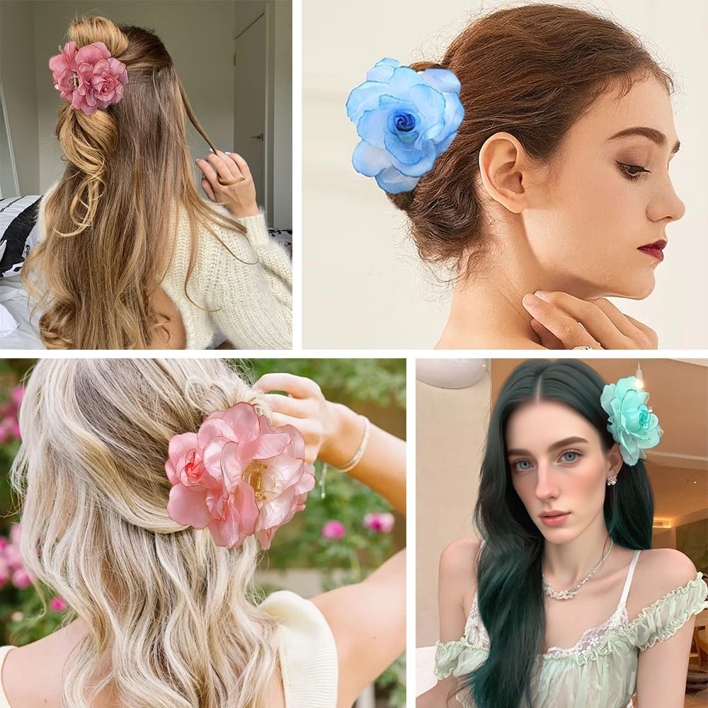 XFSRG Women'S Elegant Flower Hair Clips Large French Hair Pin for Weddings Parties Everyday Hair Accessories Women image number 2
