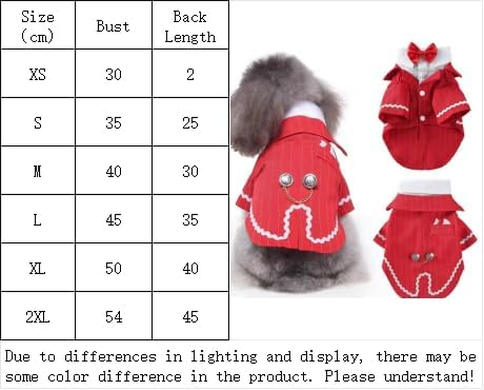 Dog Tuxedo Formal Shirt, Puppy Suit Pet Costume with Bow Tie for Wedding Party Birthday, Doggie Gentleman Outfits Halloween Pet Dress-Up Cosplay Clothes for Small Medium Dogs (Red, L) image number 3