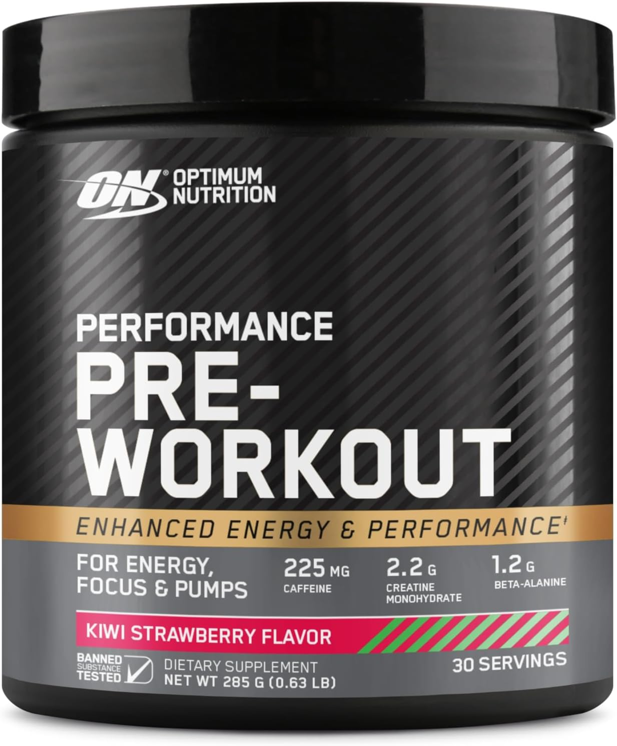 Optimum Nutrition Performance Kiwi Strawberry Preworkout Powder 285 G image number 2