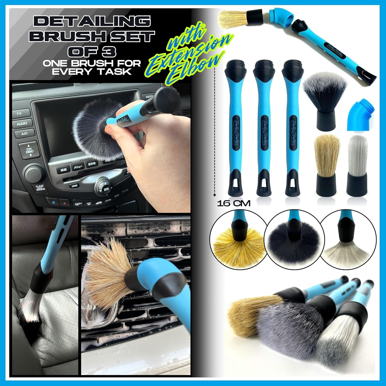 Premium Car Wash Kit 10Pcs | Wash Mitt, Detailing Mitt, Twisted Loop Drying Towel, Interior Duster, Glass Towels, Wheel and Detail Brush Set. Professional Exterior and Interior Car Care image number 2