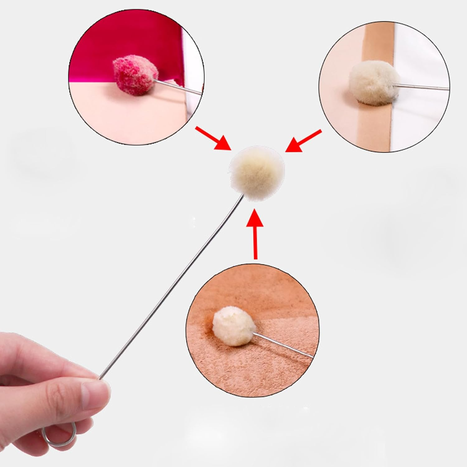 100Pcs Wool Daubers Ball Brush Leather Dye Dauber Dyeing Applicator with Metal Handle for DIY Crafts Projects (100)