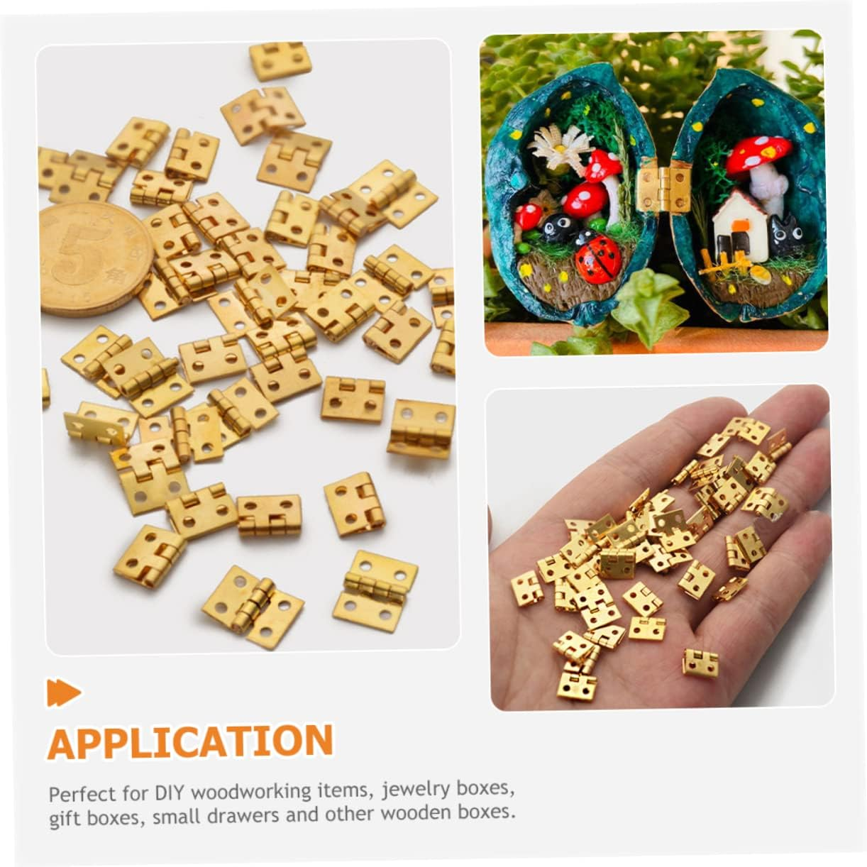HOMSFOU 30 Pcs Box Mini Hinge Hinges for Kitchen Cabinets Miniature Dollhouse Accessories Furniture Mini Miniature Hinges for Crafts Minatures Crafts Copper Piano Small Hinge image number 6