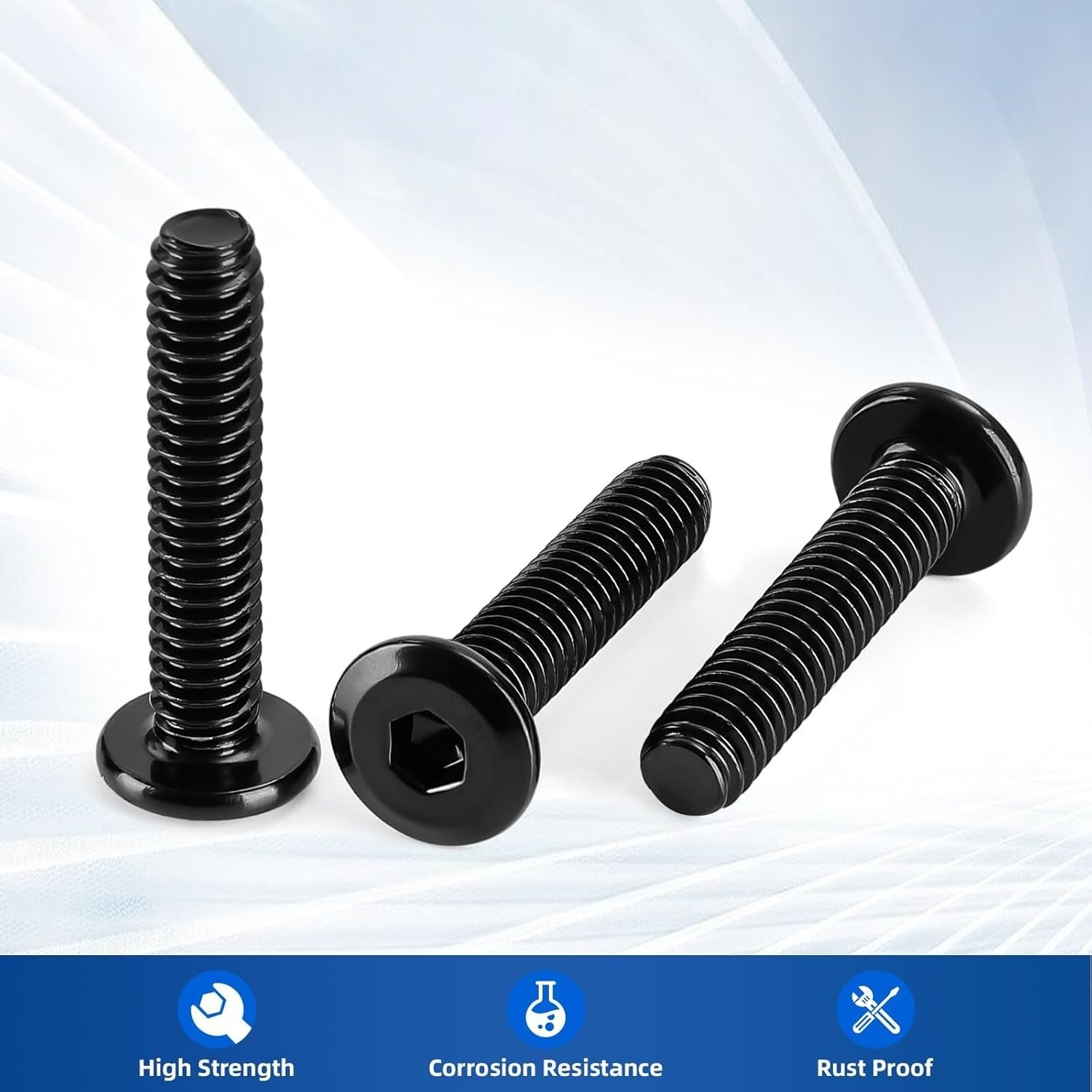 Eisbiek M6 X 25Mm 10Pcs Flat Head Hex Socket Cap Screws Bolts, 304 Stainless Steel Furniture Bolts Full Thread, Black Oxide & Hex Spanner (10Pcs M6 X 25Mm)