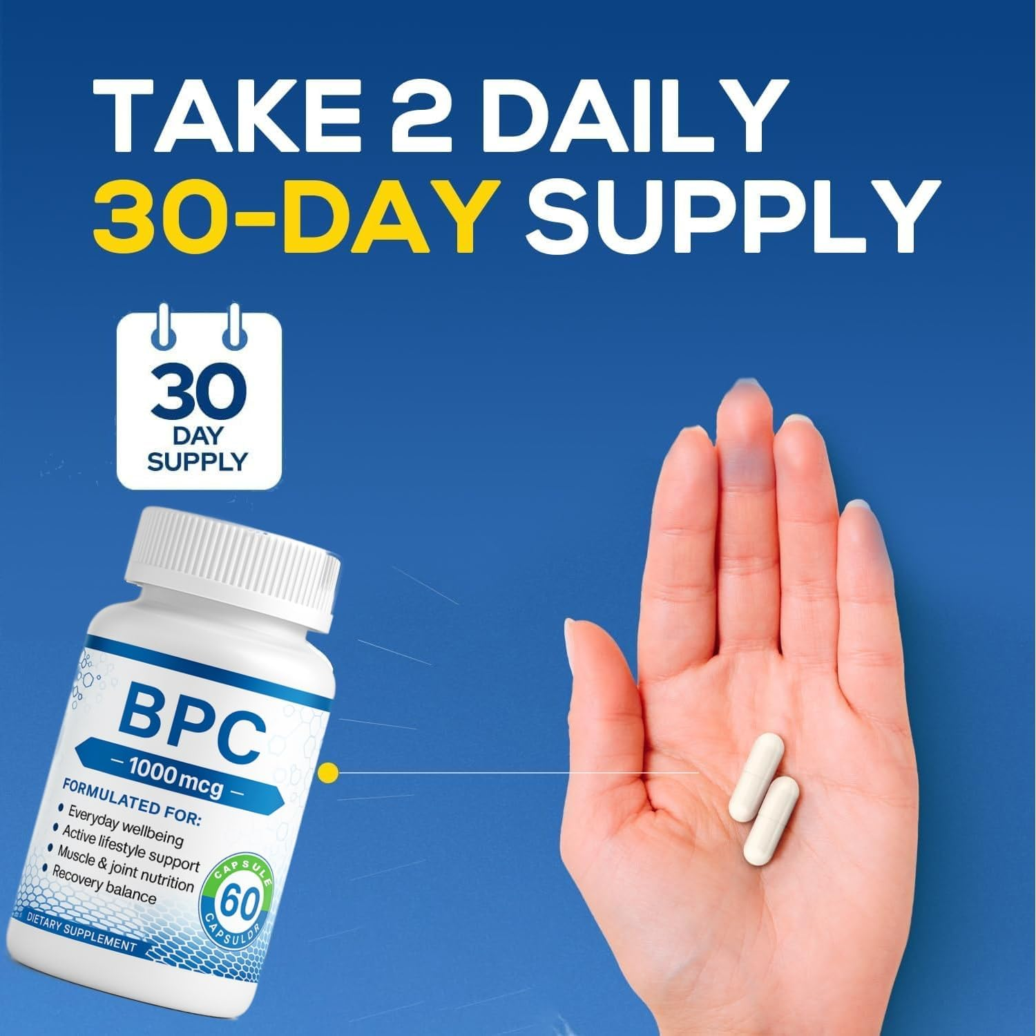 BPC Amino Acid Peptide Complex Capsules &ndash; 1000Mcg per Serving | 60 Vegetable Capsules | Multi-Amino Blend with Essential & Non-Essential Aminos| Non-Gmo | No Fillers image number 5