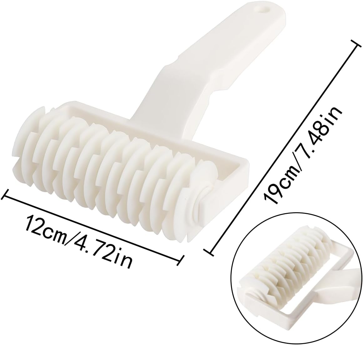HAIKING Pizza Lattice Roller, 1 Pcs White Plastic Hobbing Kitchen Bakery Baking Tool for Cookie, Bread, Pie, Pizza (12 X 19Cm/4.72 X 7.48In) image number 6