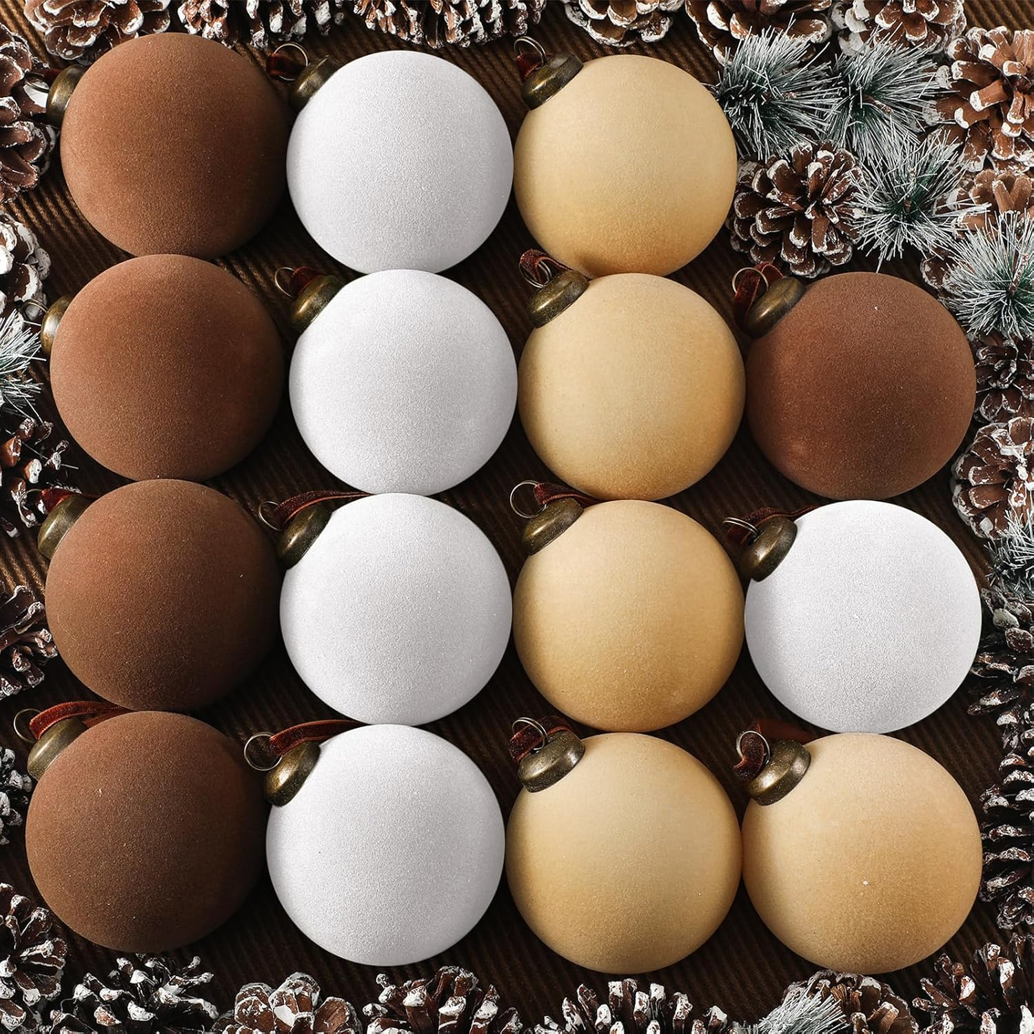 Liliful 15 Pcs Velvet Christmas Balls, Black, 3.15 Inch, Hanging Ornaments, Christmas Tree Decoration