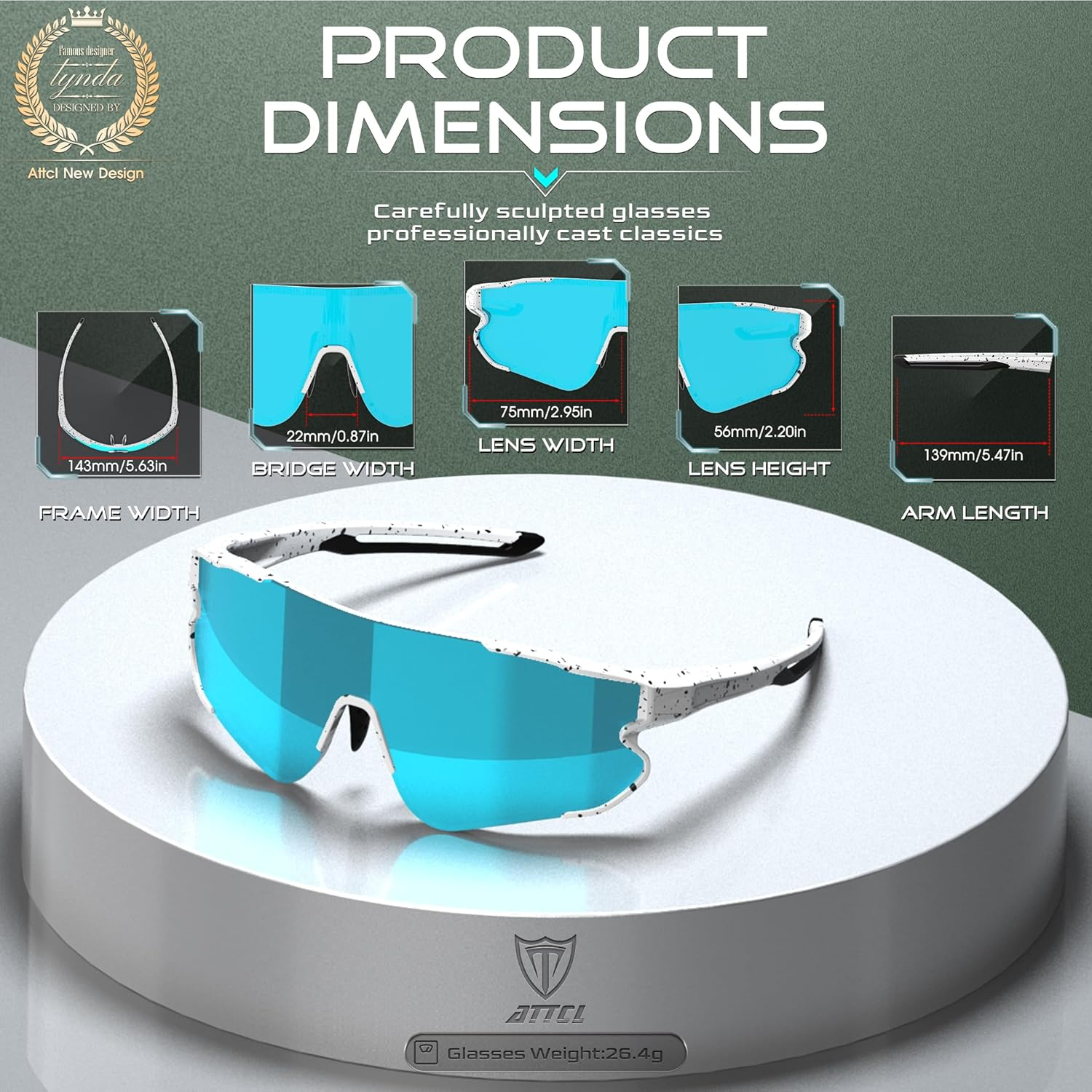 ATTCL Kids Teens Baseball Sunglasses: Sports Lightweight UV400 Protection Sun Glasses for Boys Girls Cycling Glasses Bike Goggles XQ548 - White Frame Blue Lens(Mirrored) image number 2