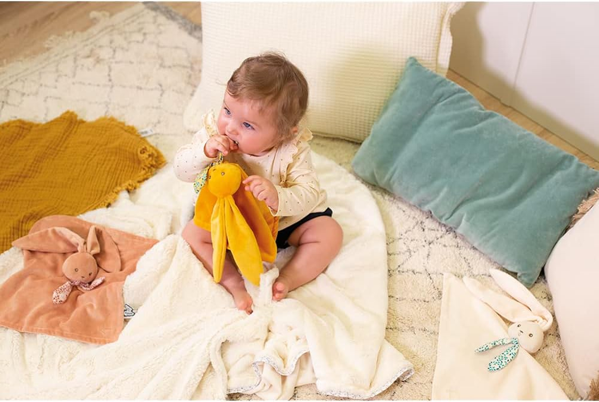 Kaloo - Lapinoo - Plush Rabbit - First Comforter - Cream - 30 X 30 Cm - Super Soft Material Mix Cotton & Cord - Gift Box - from Birth, K972206 - Blue image number 5