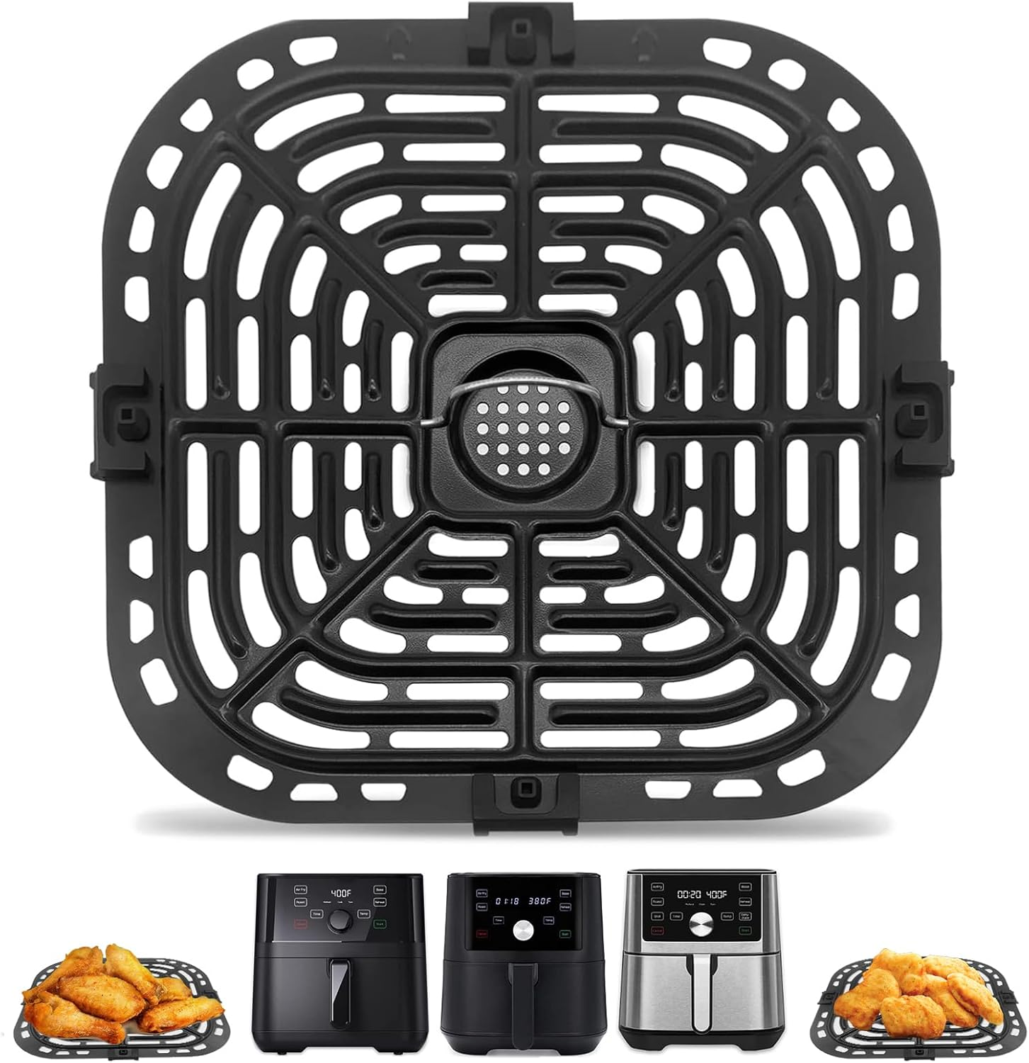 GCQ Air Fryer Replacement Tray for Instant Pot Vortex 6 in 1 6 QT Gourmia GAF735 6 QT Air Fryer, Original Air Fryer Accessories Grill Pan Plate Crisper Plate Rack Parts,Dishwasher Safe image number 3