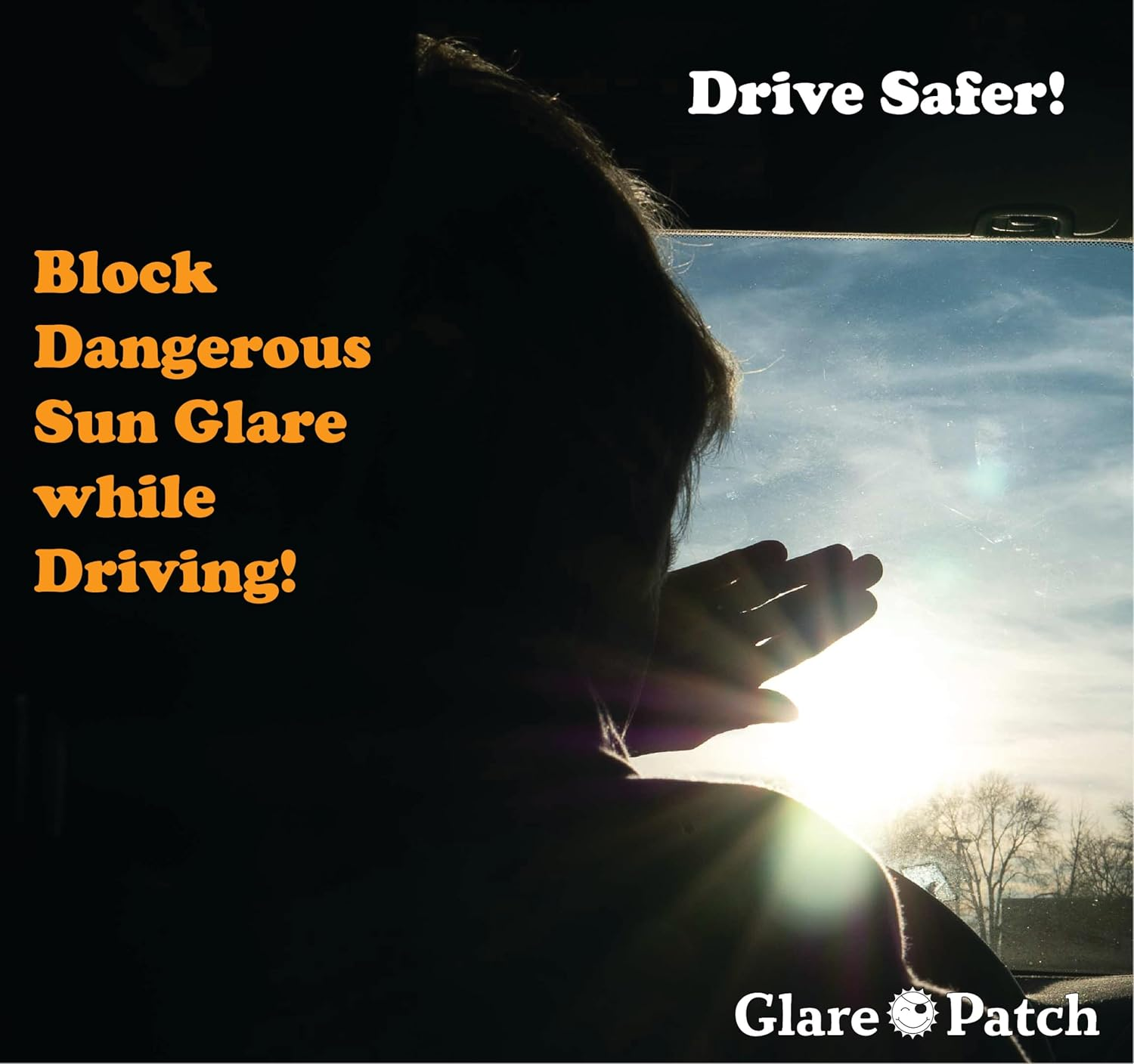 Glare Patch - a Miniature Sunshade! Use to Block Sun and Light Glare While Driving in Your Car. Pack of 2 with Included Case image number 5