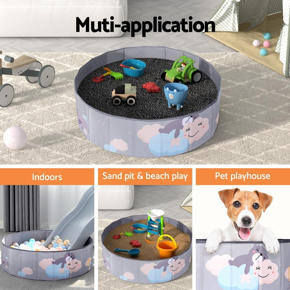 Keezi Ball Pit, 100 X 100 X 30Cm Foldable Foam Balls Pits Kids Soft Pool Playpen Barrier Ideal Gift Toys for Baby Children Toddlers, Suitable for 3-8 Years Old Grey image number 5