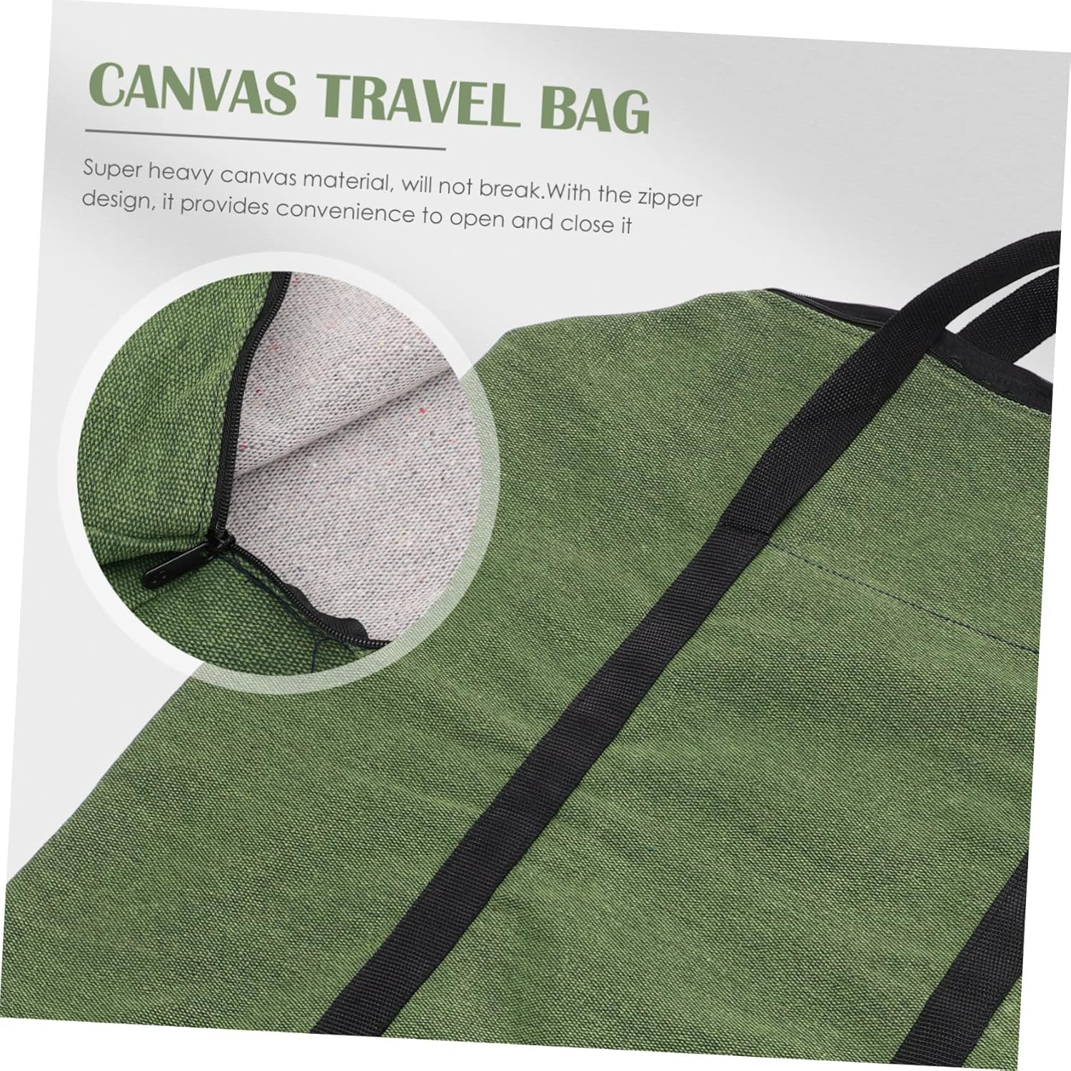 CORHAD Large Canvas Travel Duffle Bag Zipper and Handle Olive Green Military-Grade Thickened Luggage Storage Tote for Clothes Bedding Carry Random Color image number 3