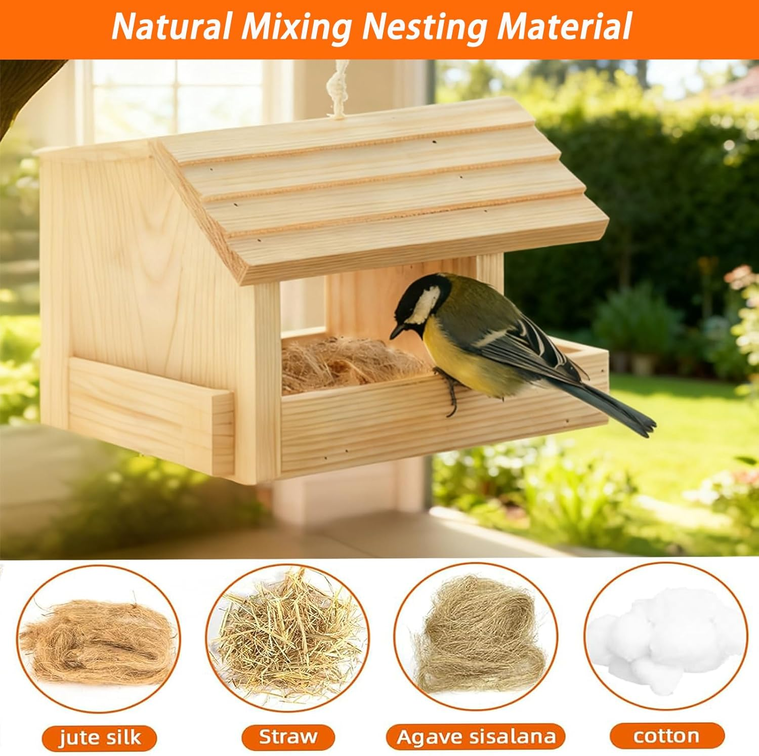 2-Pack Bird Nesting Material (40G per Pack) &ndash; Bird Nests Bedding Mixing Nesting Material for Hummingbird, Parakeets, Canaries, Finches & Wild Birds &ndash;Cage,Gardens,Tree Trunks image number 2
