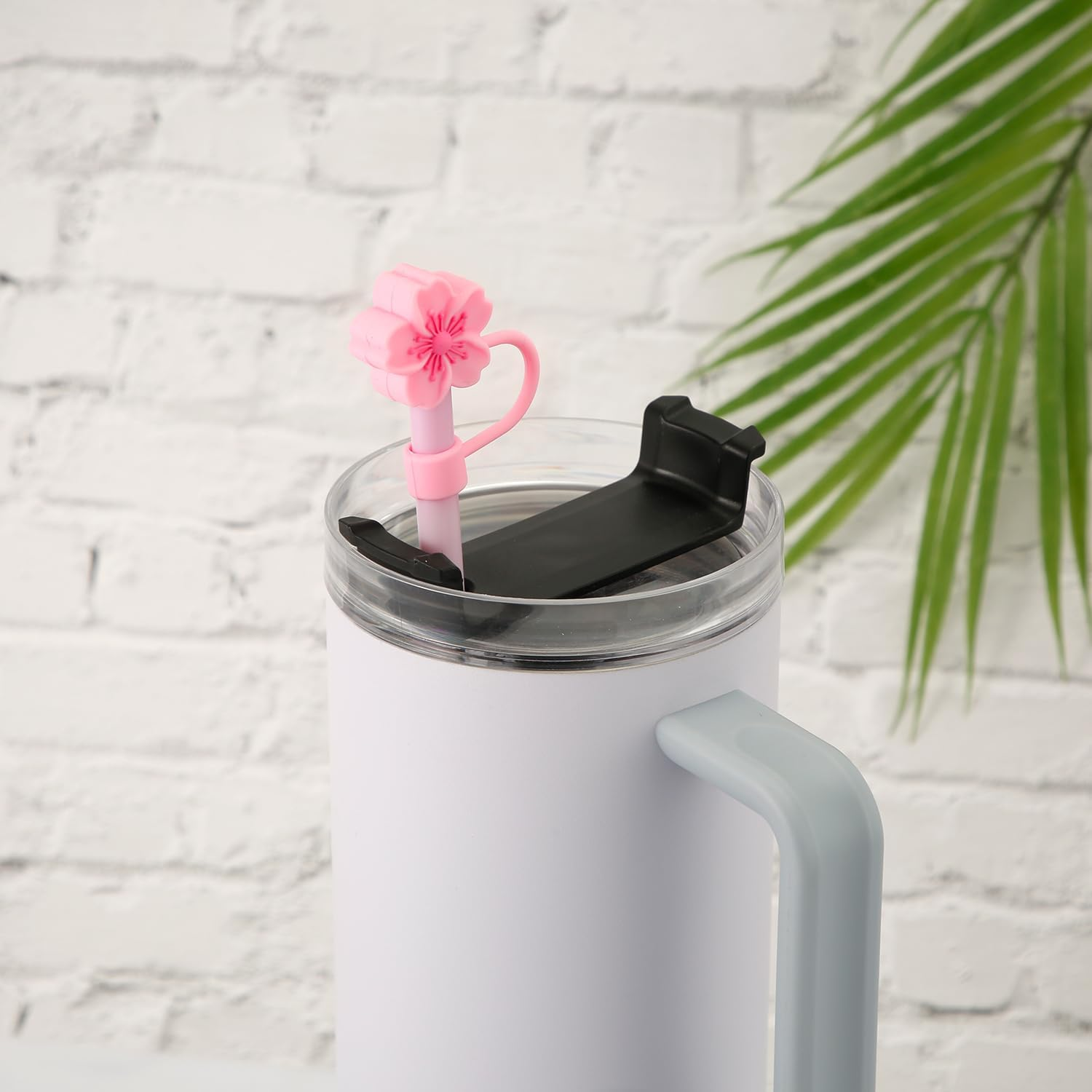 6Pcs 10Mm/0.4" Flower Straw Tip Topper for Stanley Sippy Cup, Pink Cherry Blossom Silicone Lid Cover Cap Reusable Seal Straw Plug Dust Proof Cute Straw Protector Accessories for 30 & 40 Oz Tumbler image number 3