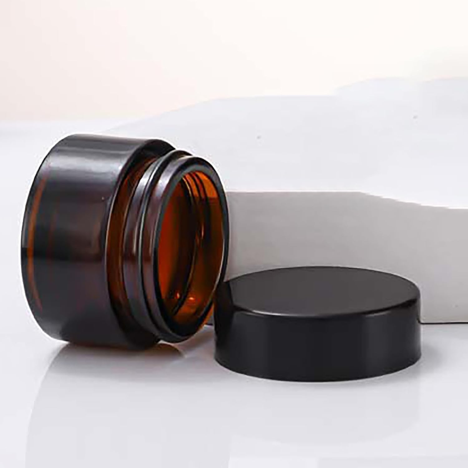 3 PCS 5Ml Amber Glass Jars with Lids Mini Sample Jars Tiny Cosmetic Containers Cream Makeup Pots for Travel Empty image number 6