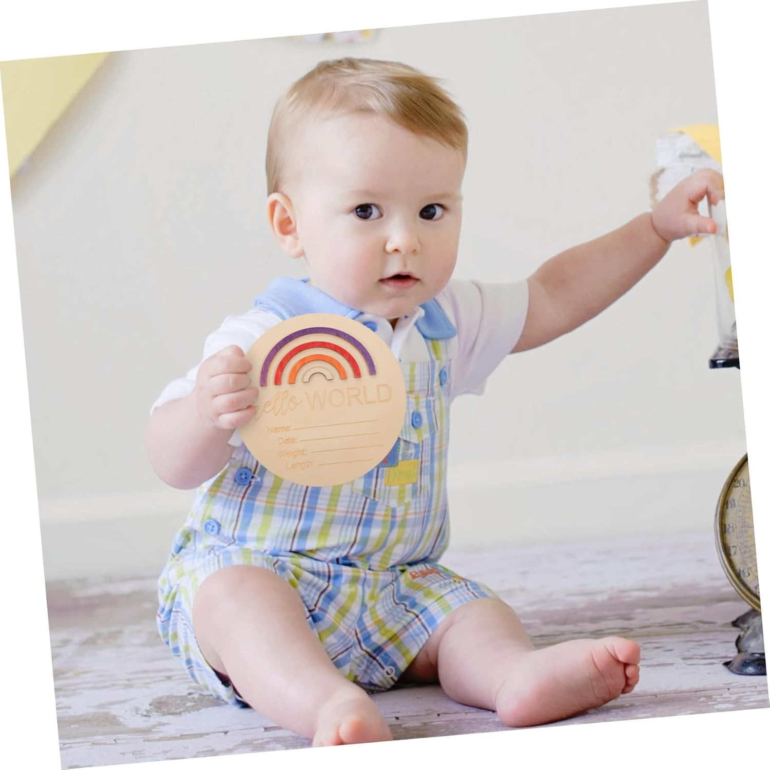 Milestone Cards Wooden Months Sign for Newborns Photography Prop Birth Announcement Discs for Boys Cherished Memory Keepsake image number 1