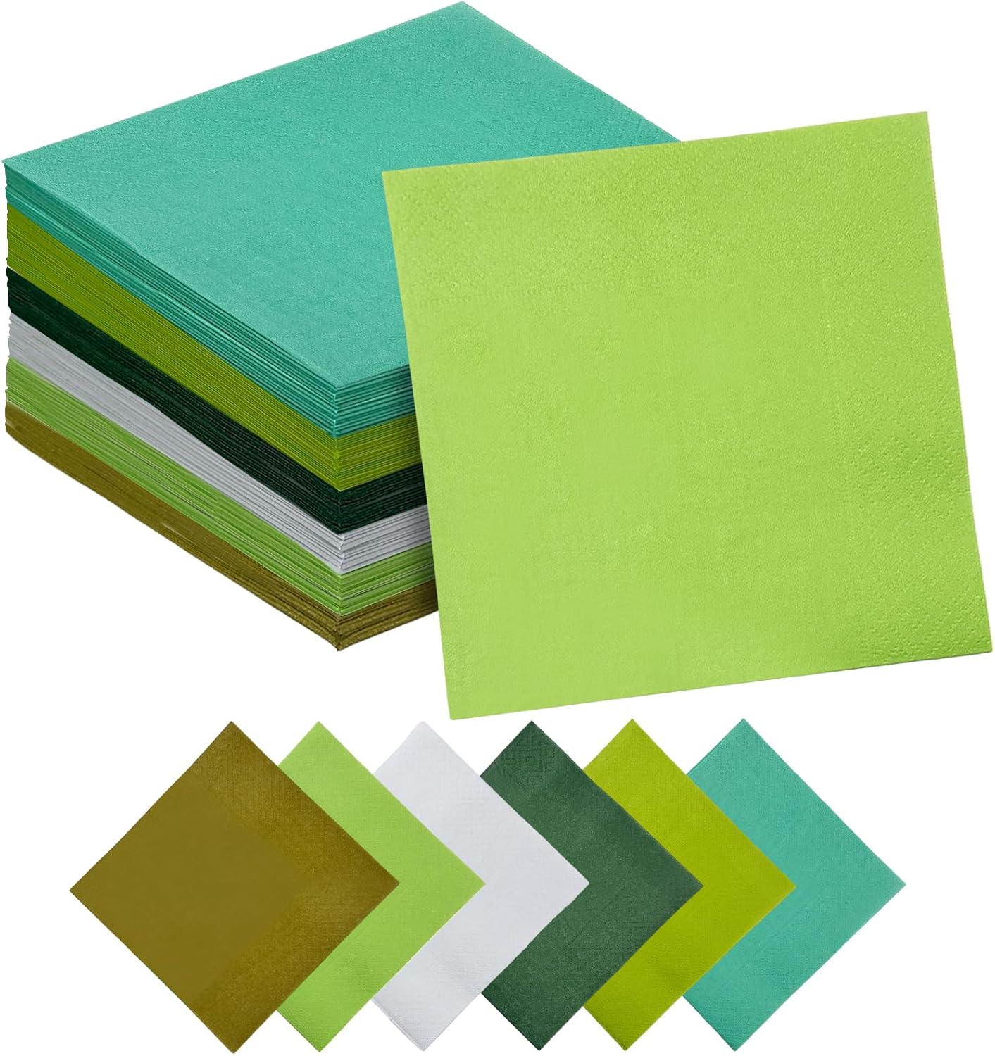 Qiqee 120 Count 24 Colors Cocktail Napkins 25.4 * 25.4Cm Disposable Beverage Napkin Paper for Cocktail, Wedding, Dinner, Birthday Party Dessert Wine Paper Napkins(10 * 10Inch)