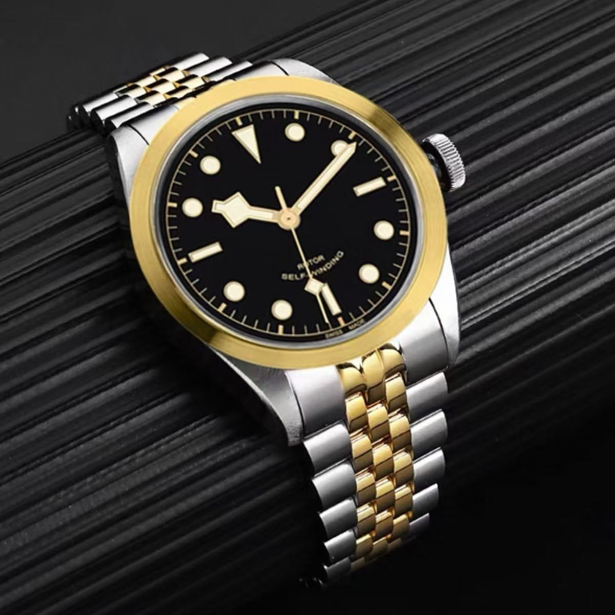 Stainless Steel Watch Band Curved Ends Tapered 18Mm 19Mm 20Mm 21Mm 22Mm 24Mmflexible Metal Watch Strap Smartwatch Bracelet Deployment Double Fliplock Buckle Silver Black Gold image number 3