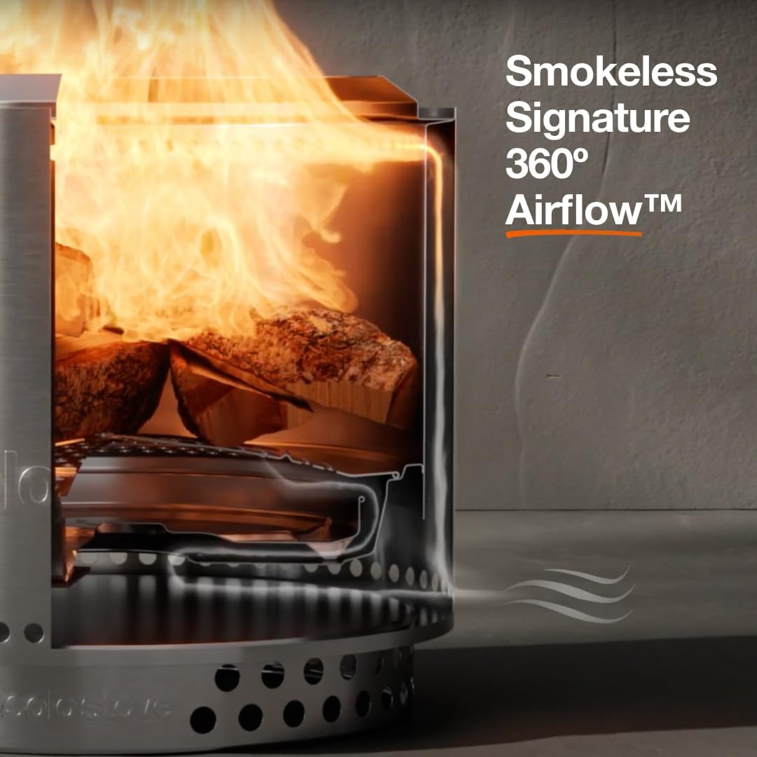 Solo Stove Ranger 2.0 with Stand, Smokeless Fire Pit | Wood Burning Fireplaces with Removable Ash Pan, Portable Outdoor Firepit - Ideal for Camping, Stainless Steel, H: 38.7 Cm X Dia: 38 Cm, 7.5 Kg