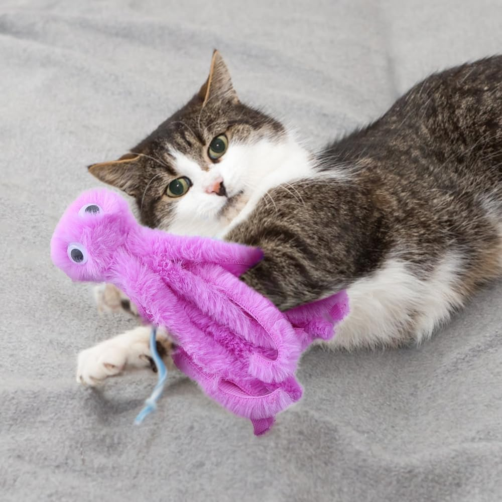 Mioyoow 3PCS Octopus Cat Toys, Interactive Cat Enrichment Toys Accessories, Cartoon Plush Pet Playing Toys with a Little Catnip for Cat Kitten image number 4