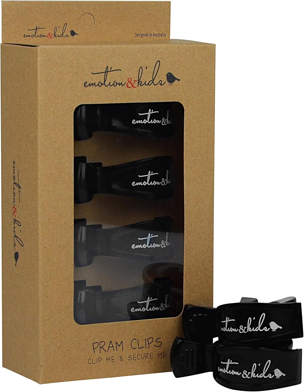 Emotion & Kids Pram Clips, Black (Pack of 4)