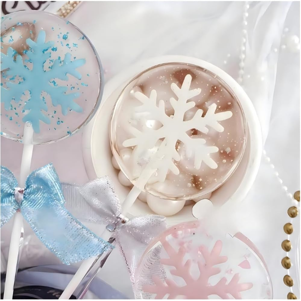 Edible Snowflake Cake Cupcake Topper, 50Pcs 5Cm Edible Frozen Cake Topper, Winter Cupcake Topper, Edible Snowflake Cake Cupcake Decoration, Edible Snowflakes Cake Topper Wafer Cupcake Toppers image number 2