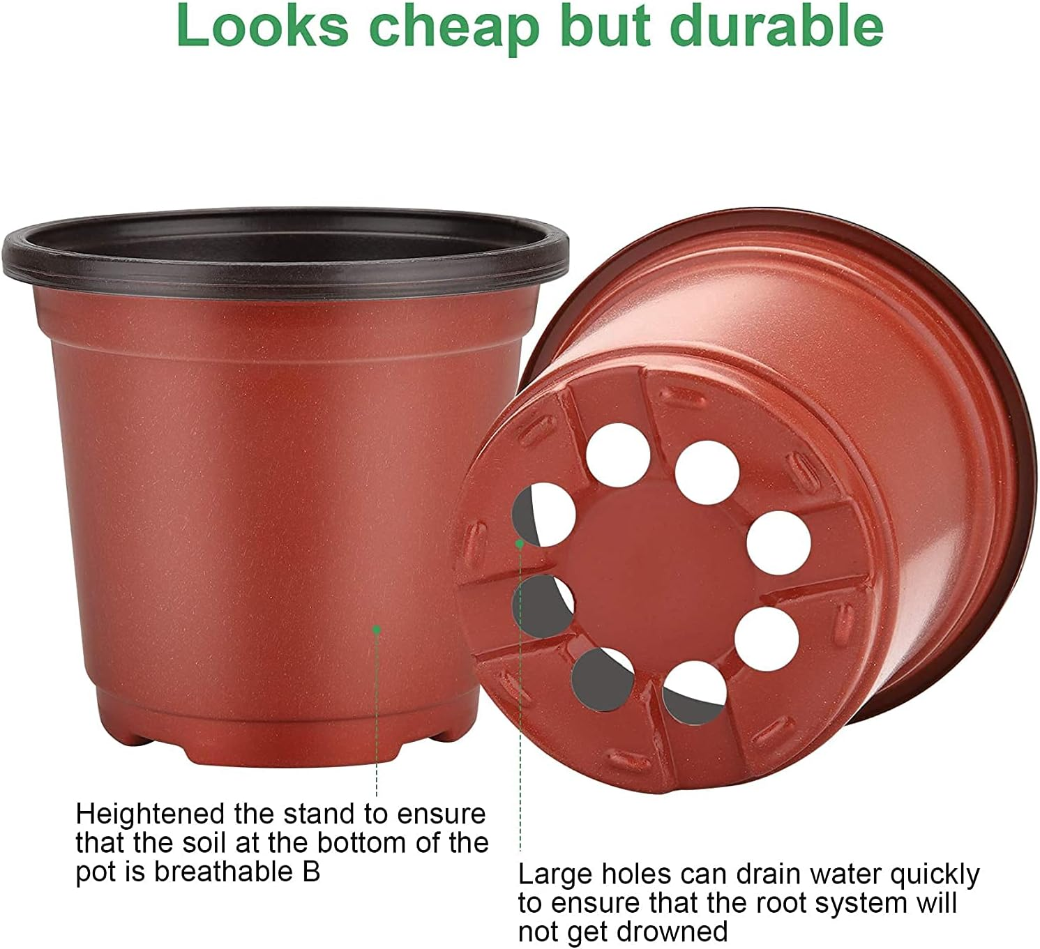 MIXC Plant Nursery Pots with Humidity Dome 4" Soft Transparent Plastic Gardening Pot Planting Containers Cups Planter Small Starter Seed Starting Trays for Seedling with 10Pcs Plant Labels，30 Sets image number 2