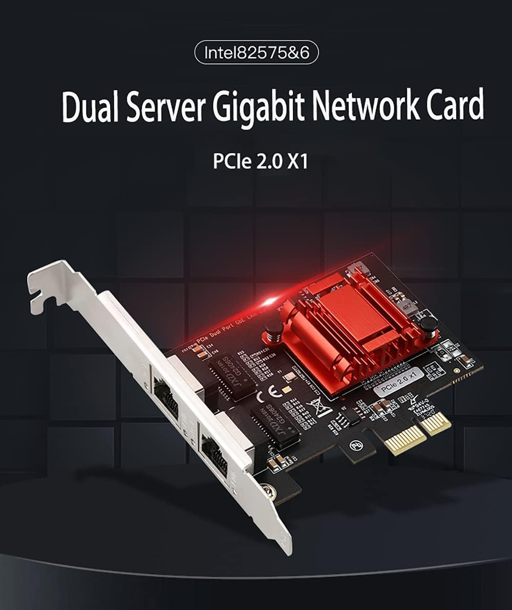 Dual-Port Pcie Gigabit Network Card PCI Express Gigabit Ethernet Adapter with Intel 82576/82575 Ports PCI Express NIC Support PXE for Windows/Windows Server/Linux/Freebsd/Dos with Low Profile image number 5