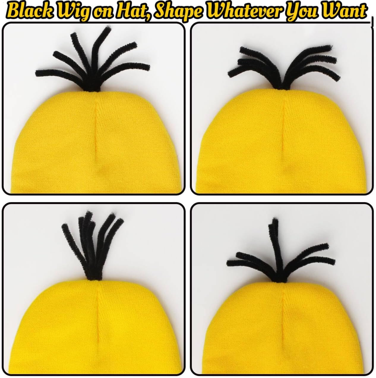 AUTOWT Yellow Halloween Costume Accessories Adult, Halloween Fancy Dress-Up Outfit with Beanie Knit Hats Goggles Gloves Tutu Skirt for Men Women Cosplay Holiday Xmas Party - Yellowblue 5Pcs image number 3