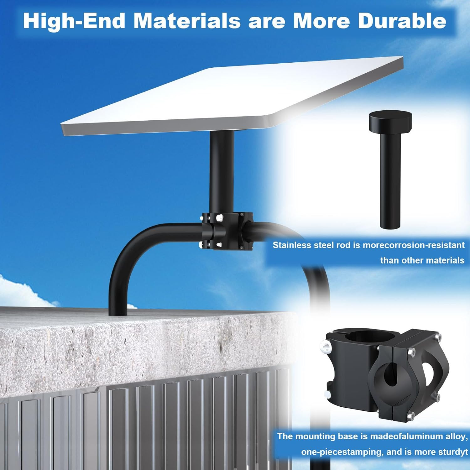 Starlink Mini Roof Rack Mount, 1/4"-20 and 3/8"-16 Threaded Stainless Steels Mount Adapter for Starlink Mini, RV Ladder Mount Suitable for Pipe Diameters of 0.8-1.17In image number 5