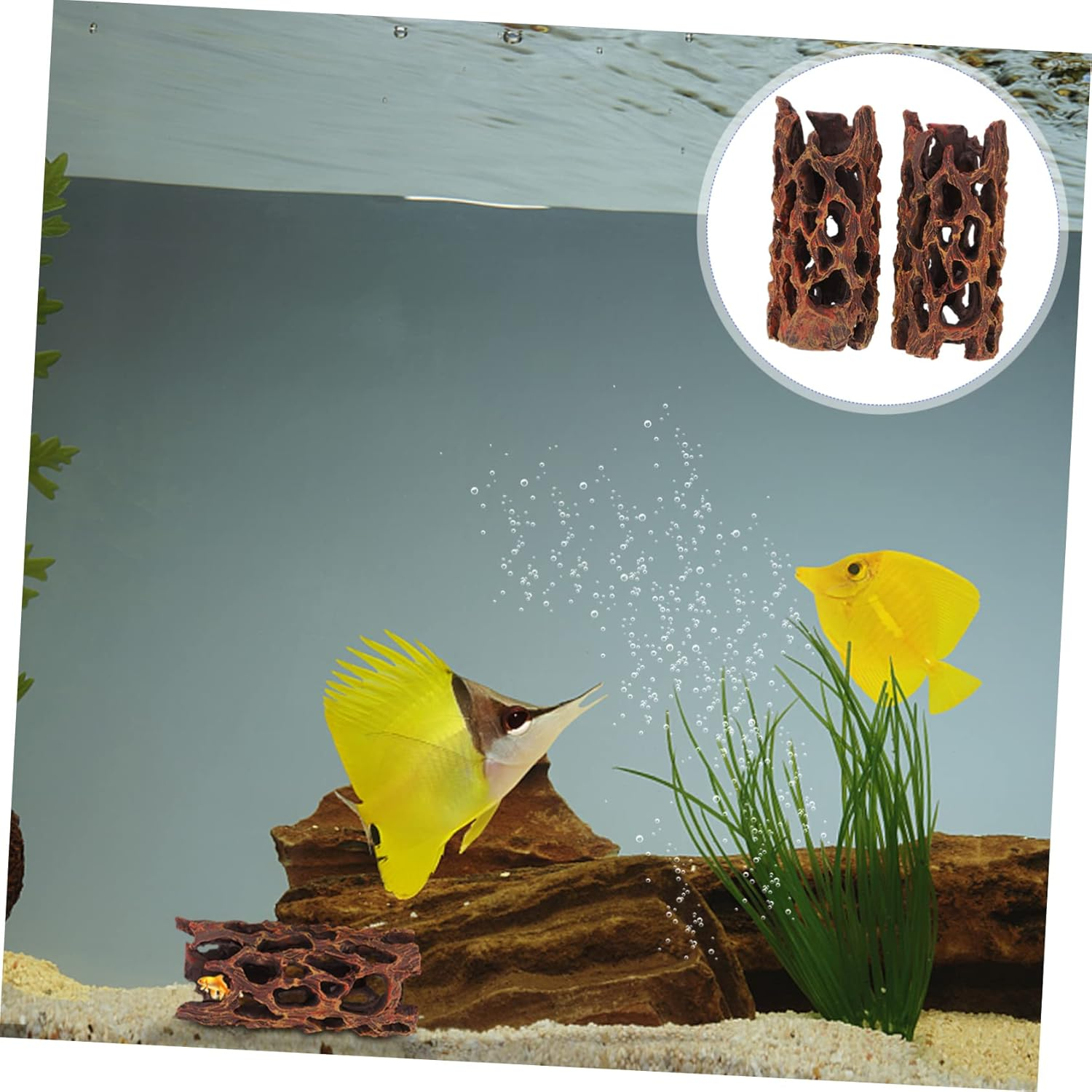 VERDANVERSE 2Pcs Aquarium Cave Hideout Decor Fish Tank Landscape Adornments Tree Ornaments for Pet Fish image number 2