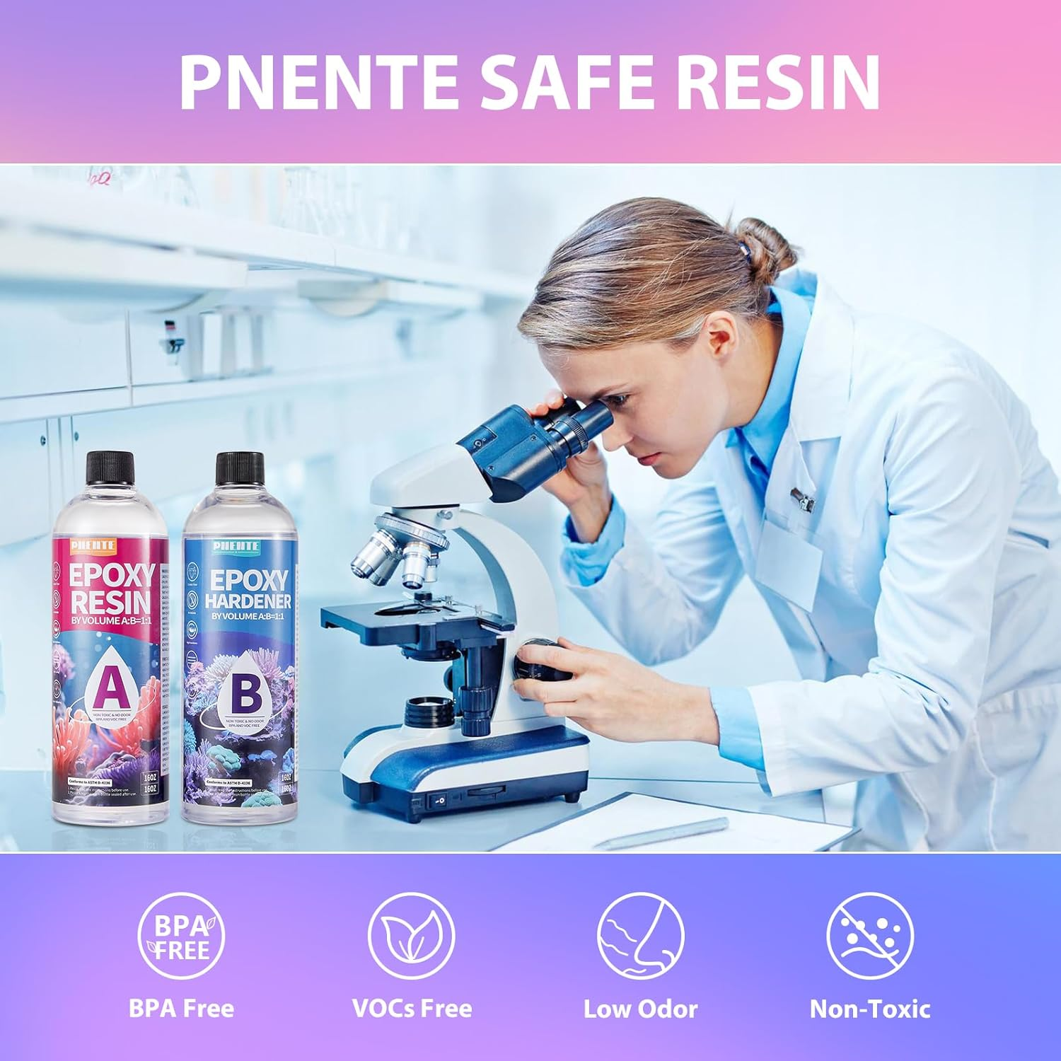 32OZ (0.95L) Epoxy Crystal Clear Epoxy, No Yellowing No Bubble Self Leveling Coating Casting Resin for Table Tops, Art Crafts, Jewelry, Molds, DIY Projects 1:1 Ratio(16Oz X 2) image number 1