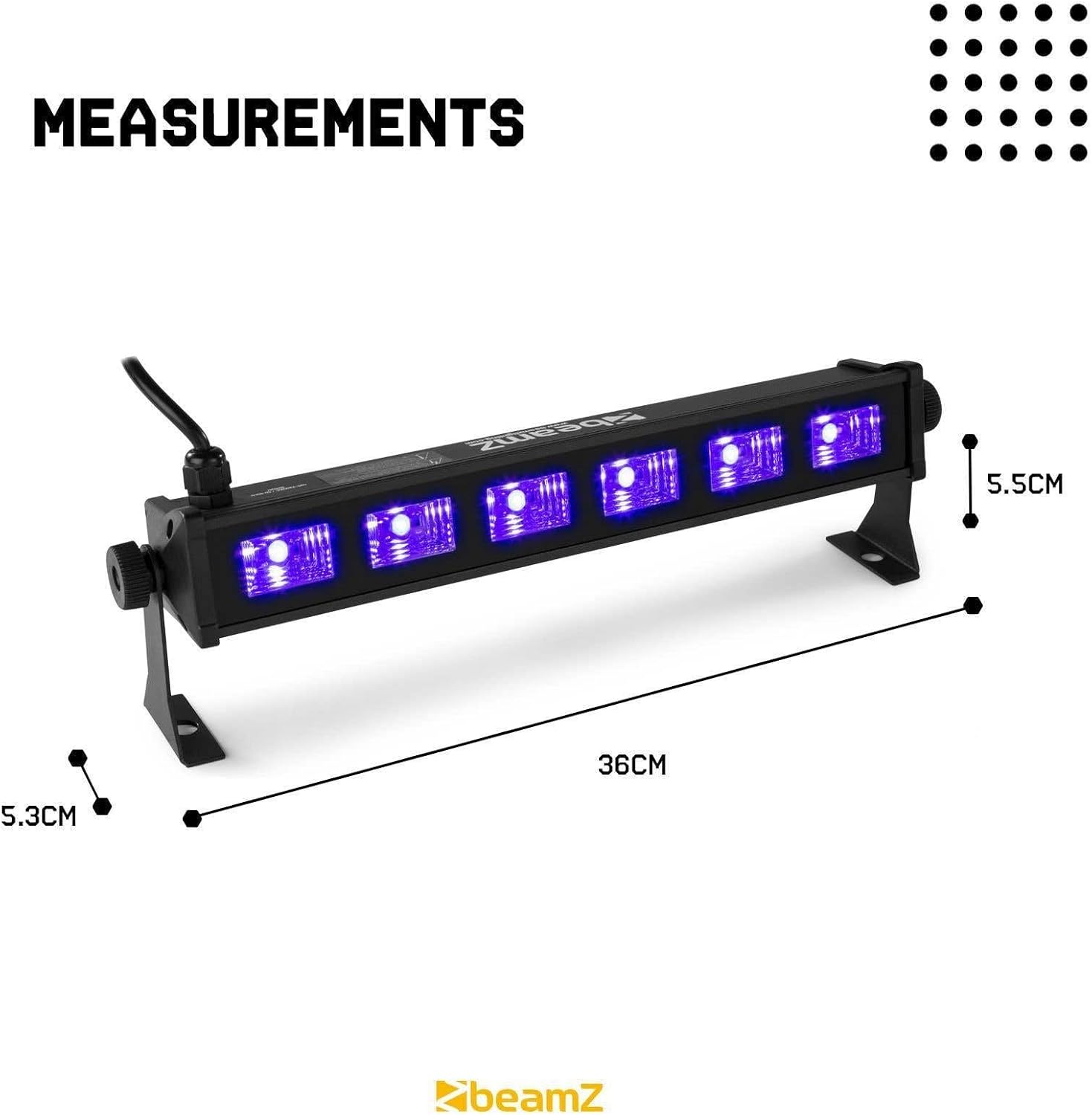 Beamz BUV63 LED UV Light Bar Strip DJ Party Ultra Violet Black Light Glow Effects 6X3W image number 3