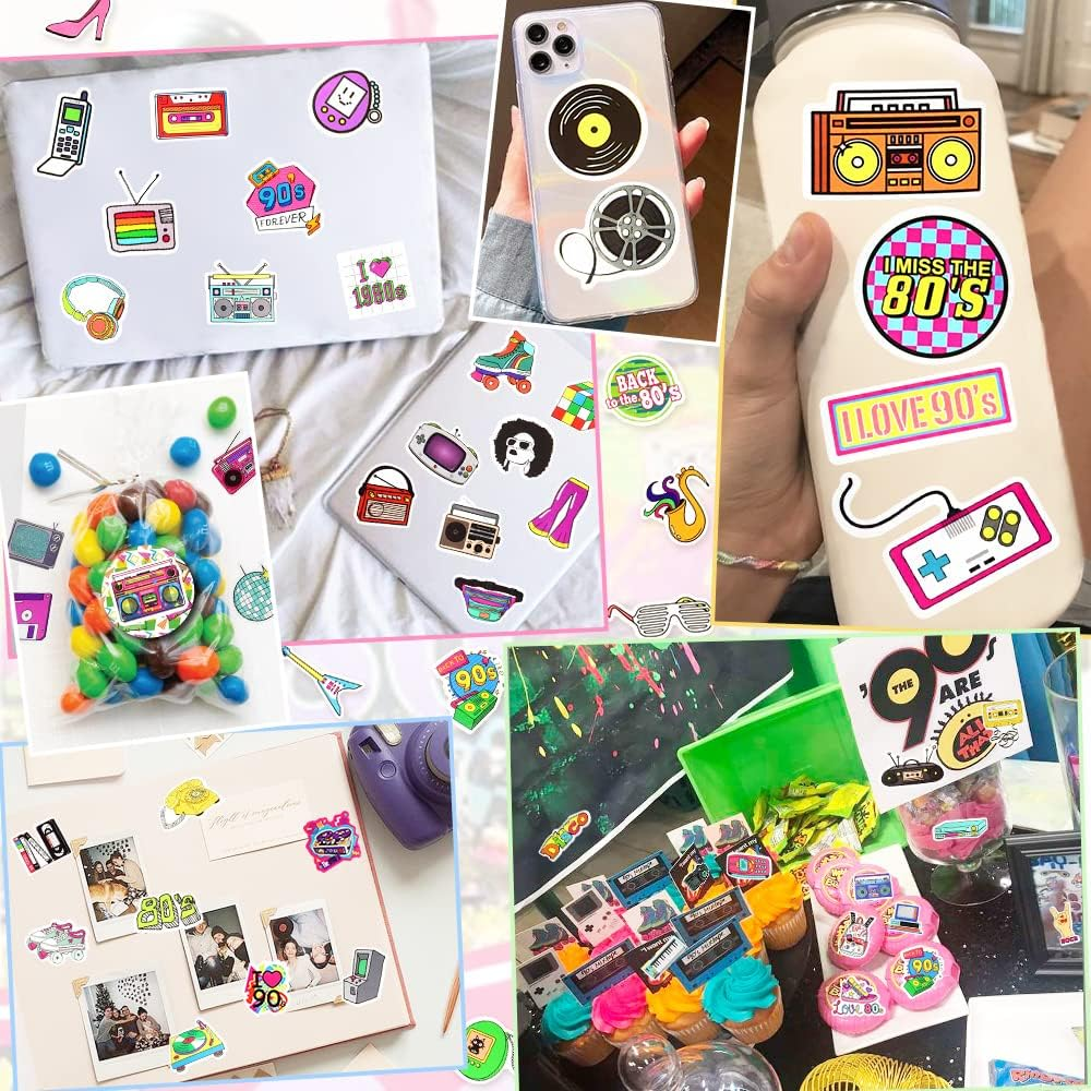 70Pcs 80S 90S Stickers Retro 90S Stickers for Water Bottles 80S 90S Party Decorations Nostalgia Gifts for Adults Waterproof Stickers Packs image number 1