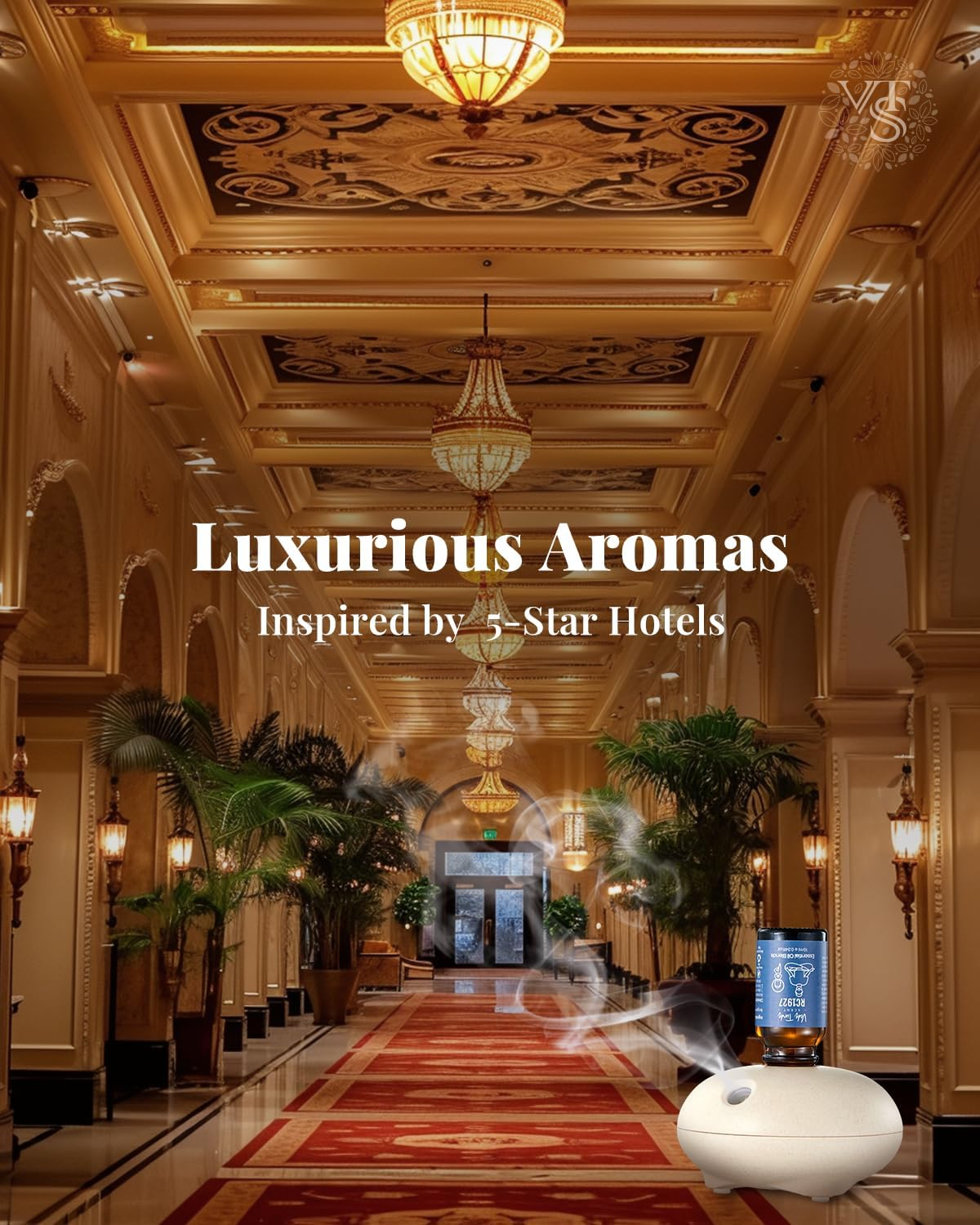 Hotel Scent Essential Oils with Waterless Diffuser, Luxury Hotel Inspired Home Fragrance Aromatherapy Oil Blends 6X10Ml image number 5