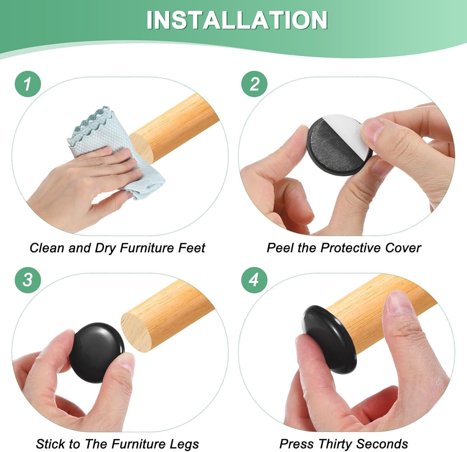 Furniture Sliders Appliance Slider Self-Adhesive Mover Glides for Carpet/Chair/Tables, Furniture round Pads Floor Protectors 24PCS (19Mm round Glides Black)