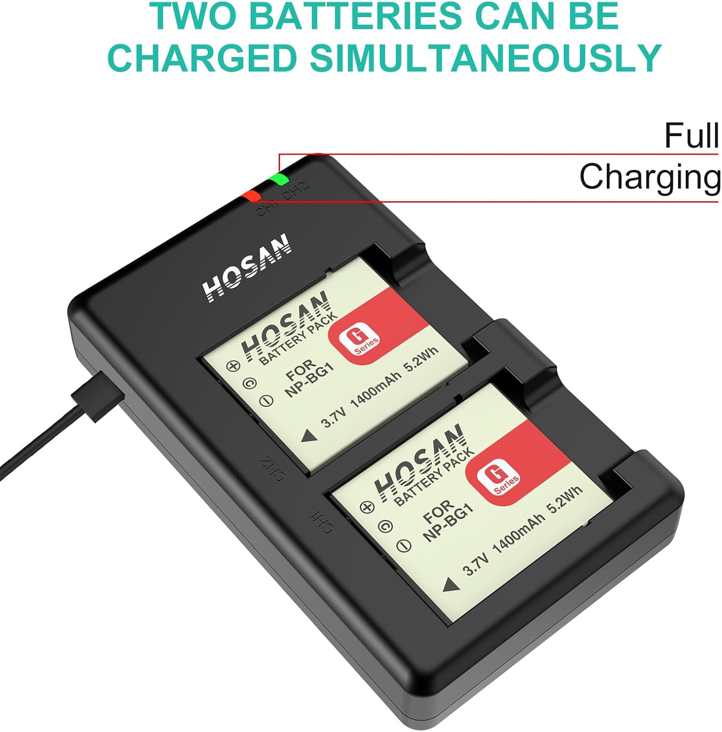 HTYCSCZ NP-BG1 Battery (2 Pack) and Dual USB Charger Kit for Sony NP-BG1, DSC-HX9V, DSC-H70, DSC-H50, DSC-H55, DSC-H90, DSC-W290, DSC-H20, DSC-W80, DSC-HX5V, DSC-W55 image number 3