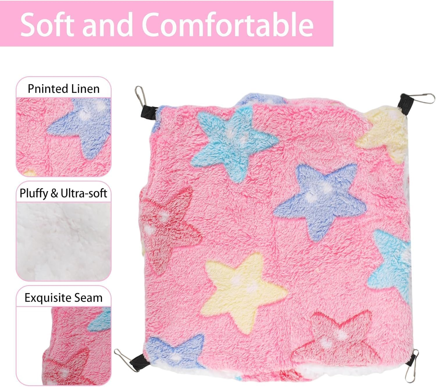 2-Layer Small Pet Cage Hammock, 2 Pack 2-Layer Soft and Fluffy Guinea Pig Hammock, Double-Layer Pet Cage Hammock Bed, Soft Fluffy Hanging Bed for Rats Guinea Pigs Hamsters image number 4